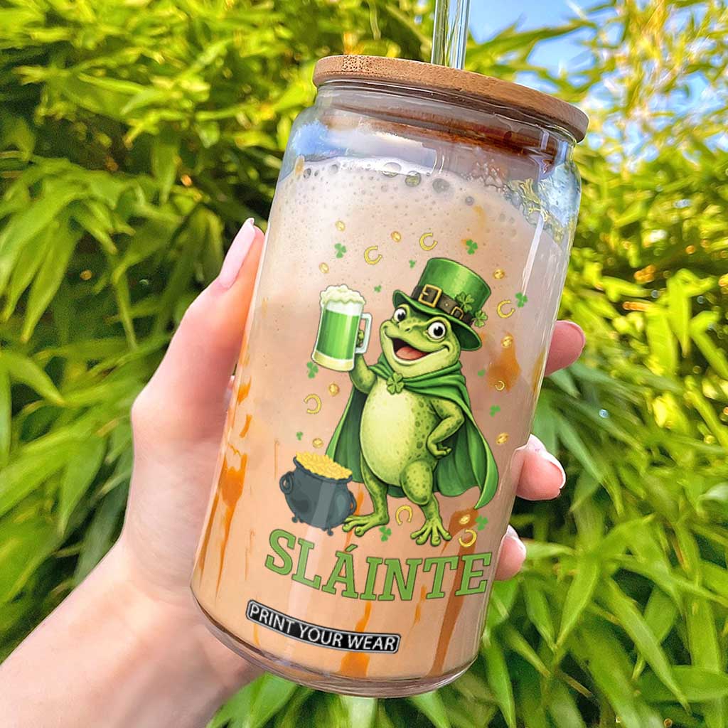 Funny Slainte Irish Frog Beer St Patricks Day Glass Can TS12 Black Print Your Wear