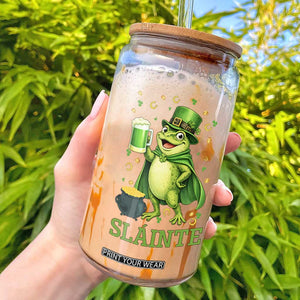 Funny Slainte Irish Frog Beer St Patricks Day Glass Can TS12 Black Print Your Wear