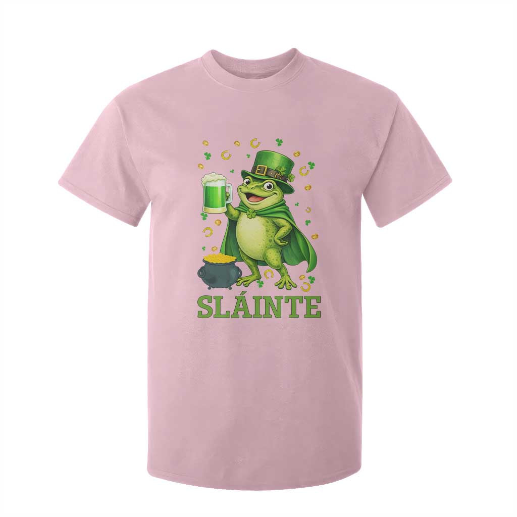 Funny Slainte Irish Frog Beer St Patricks Day T Shirt For Kid TS12 Light Pink Print Your Wear
