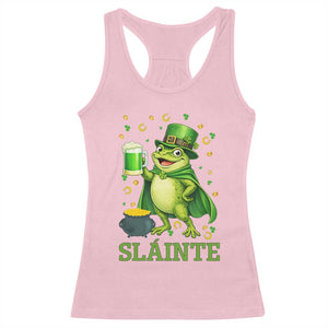 Funny Slainte Irish Frog Beer St Patricks Day Racerback Tank Top TS12 Light Pink Print Your Wear
