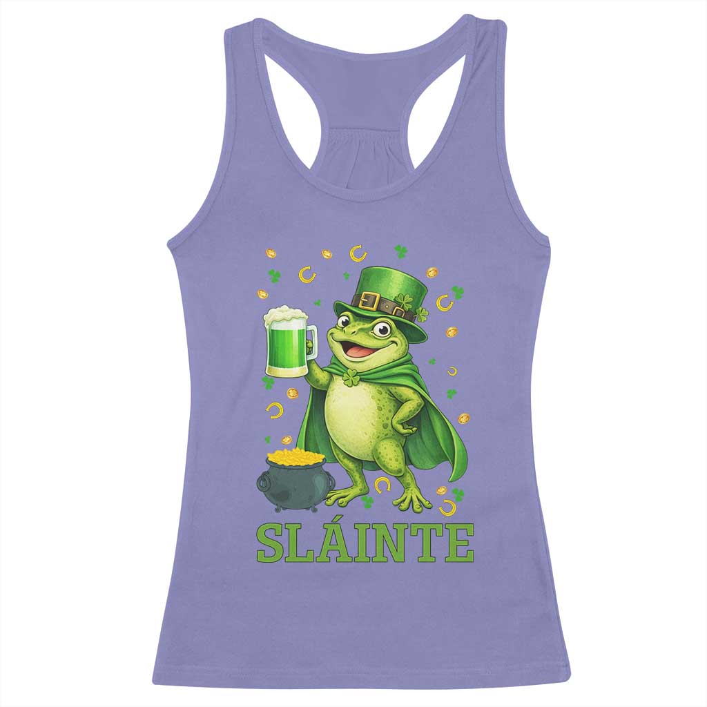 Funny Slainte Irish Frog Beer St Patricks Day Racerback Tank Top TS12 Violet Print Your Wear