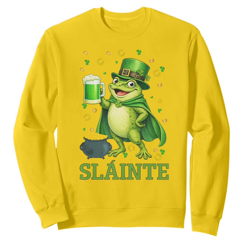 Funny Slainte Irish Frog Beer St Patricks Day Sweatshirt TS12 Daisy Print Your Wear