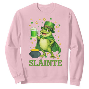 Funny Slainte Irish Frog Beer St Patricks Day Sweatshirt TS12 Light Pink Print Your Wear