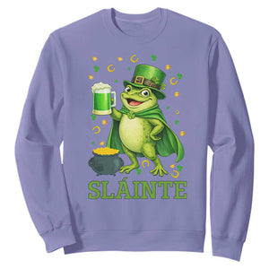 Funny Slainte Irish Frog Beer St Patricks Day Sweatshirt TS12 Violet Print Your Wear