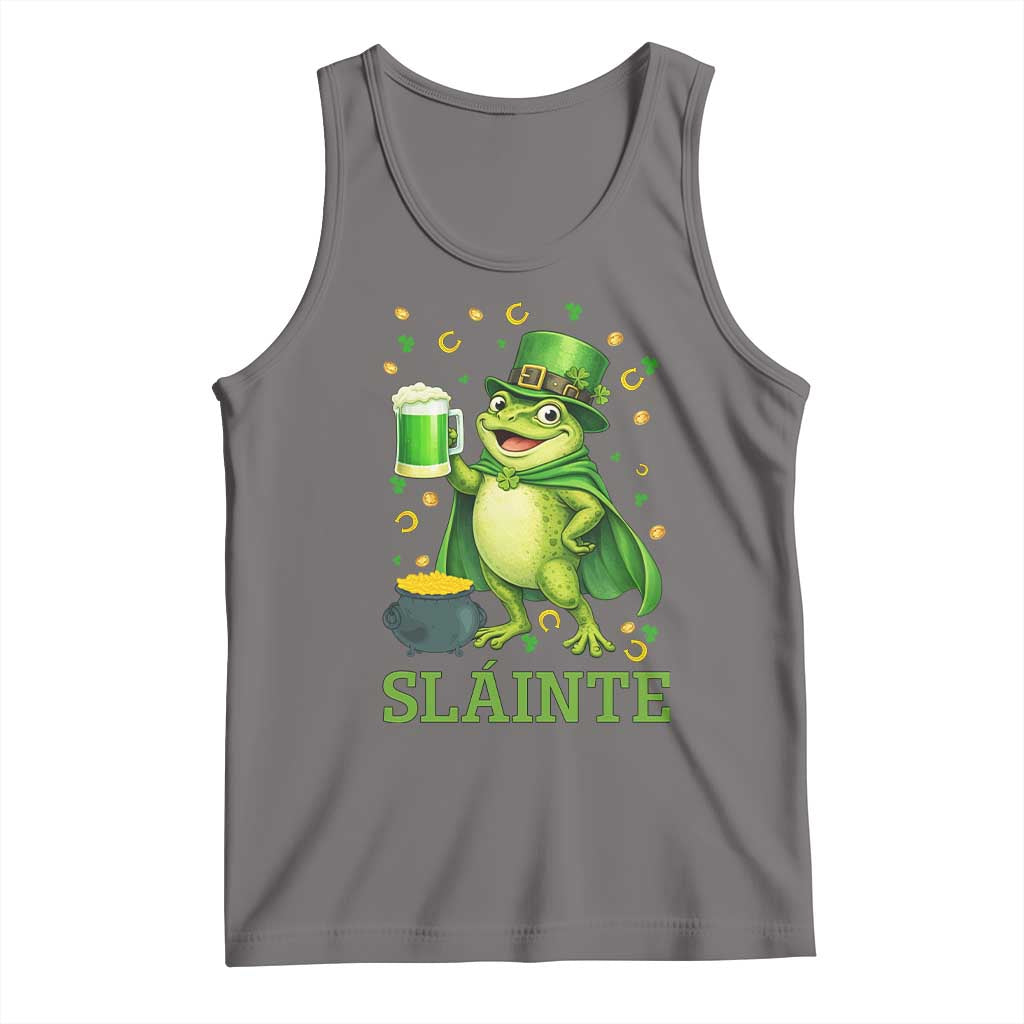 Funny Slainte Irish Frog Beer St Patricks Day Tank Top TS12 Deep Heather Print Your Wear