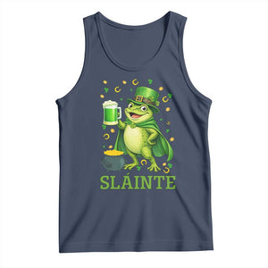 Funny Slainte Irish Frog Beer St Patricks Day Tank Top TS12 Navy Print Your Wear