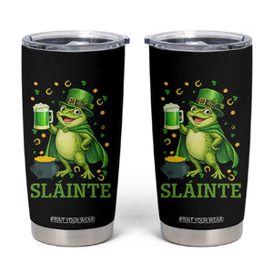 Funny Slainte Irish Frog Beer St Patricks Day Tumbler Cup TS12 Black Print Your Wear