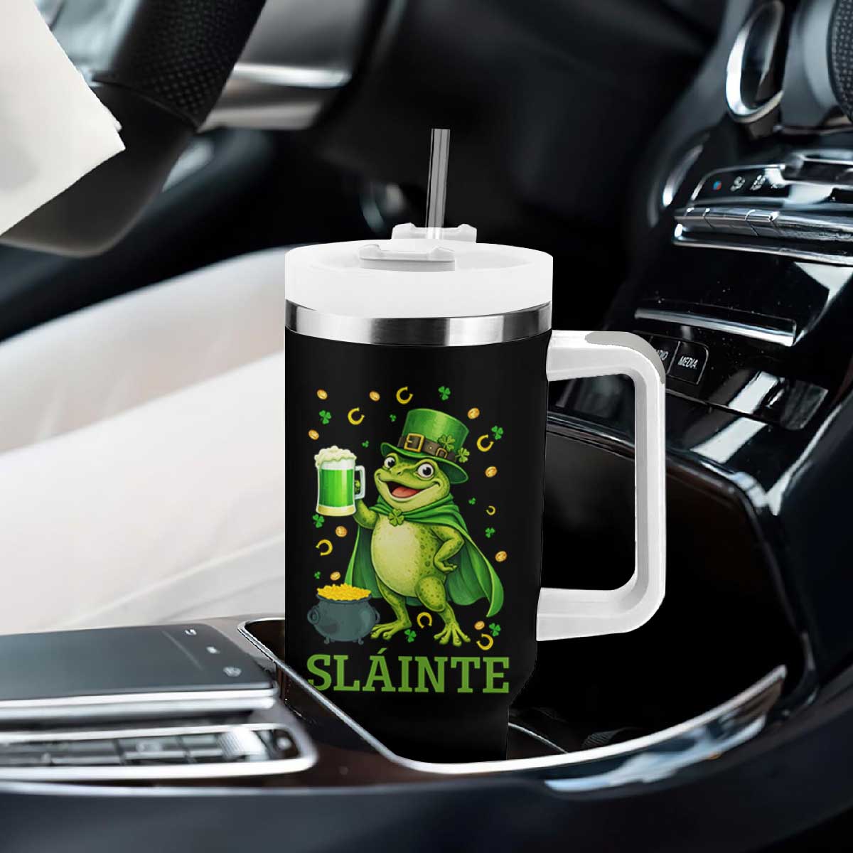 Funny Slainte Irish Frog Beer St Patricks Day Tumbler With Handle TS12 Print Your Wear