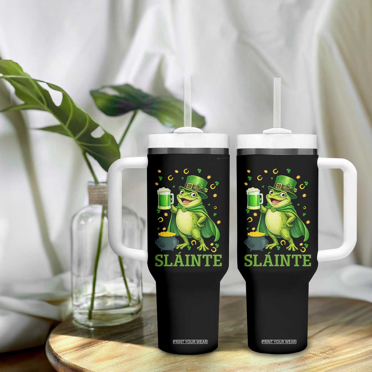Funny Slainte Irish Frog Beer St Patricks Day Tumbler With Handle TS12 Print Your Wear