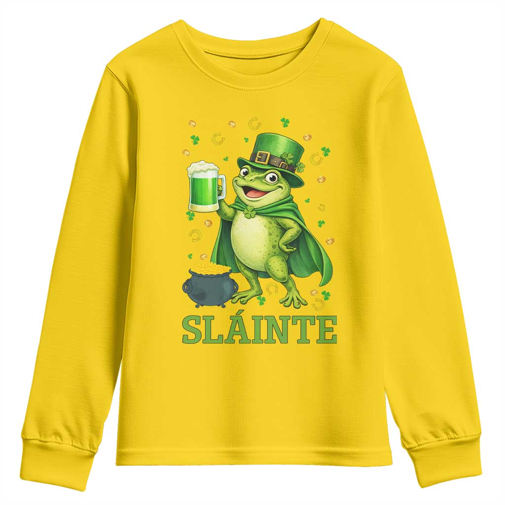 Funny Slainte Irish Frog Beer St Patricks Day Youth Sweatshirt TS12 Daisy Print Your Wear