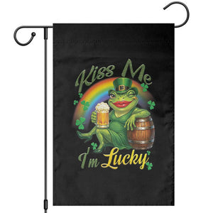 Funny Kiss Me I Am Lucky Garden Flag St Patricks Day Frog TS12 Black Print Your Wear