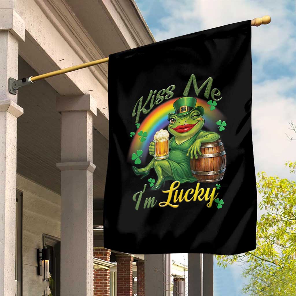 Funny Kiss Me I Am Lucky Garden Flag St Patricks Day Frog TS12 Print Your Wear