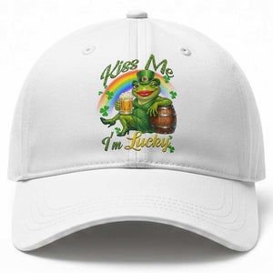 Funny Kiss Me I Am Lucky Baseball Cap St Patricks Day Frog TS12 Print Your Wear