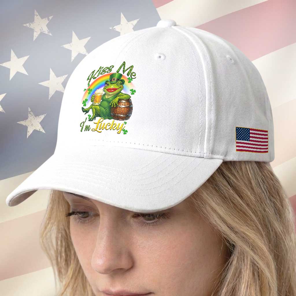 Funny Kiss Me I Am Lucky Baseball Cap St Patricks Day Frog TS12 Print Your Wear