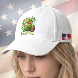 Funny Kiss Me I Am Lucky Baseball Cap St Patricks Day Frog TS12 Print Your Wear