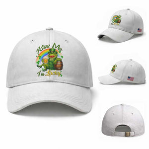 Funny Kiss Me I Am Lucky Baseball Cap St Patricks Day Frog TS12 Baseball Cap Universal Fit White Print Your Wear