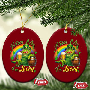 Funny Kiss Me I Am Lucky Ceramic Ornament St Patricks Day Frog TS12 Print Your Wear