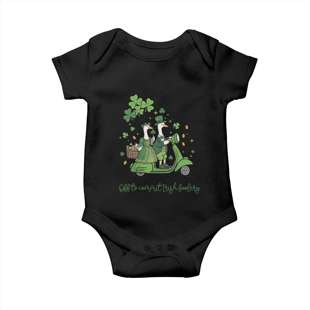 Funny Silly Irish Goose Baby Onesie Off To Commit Irish Foolery TS12 Black Print Your Wear