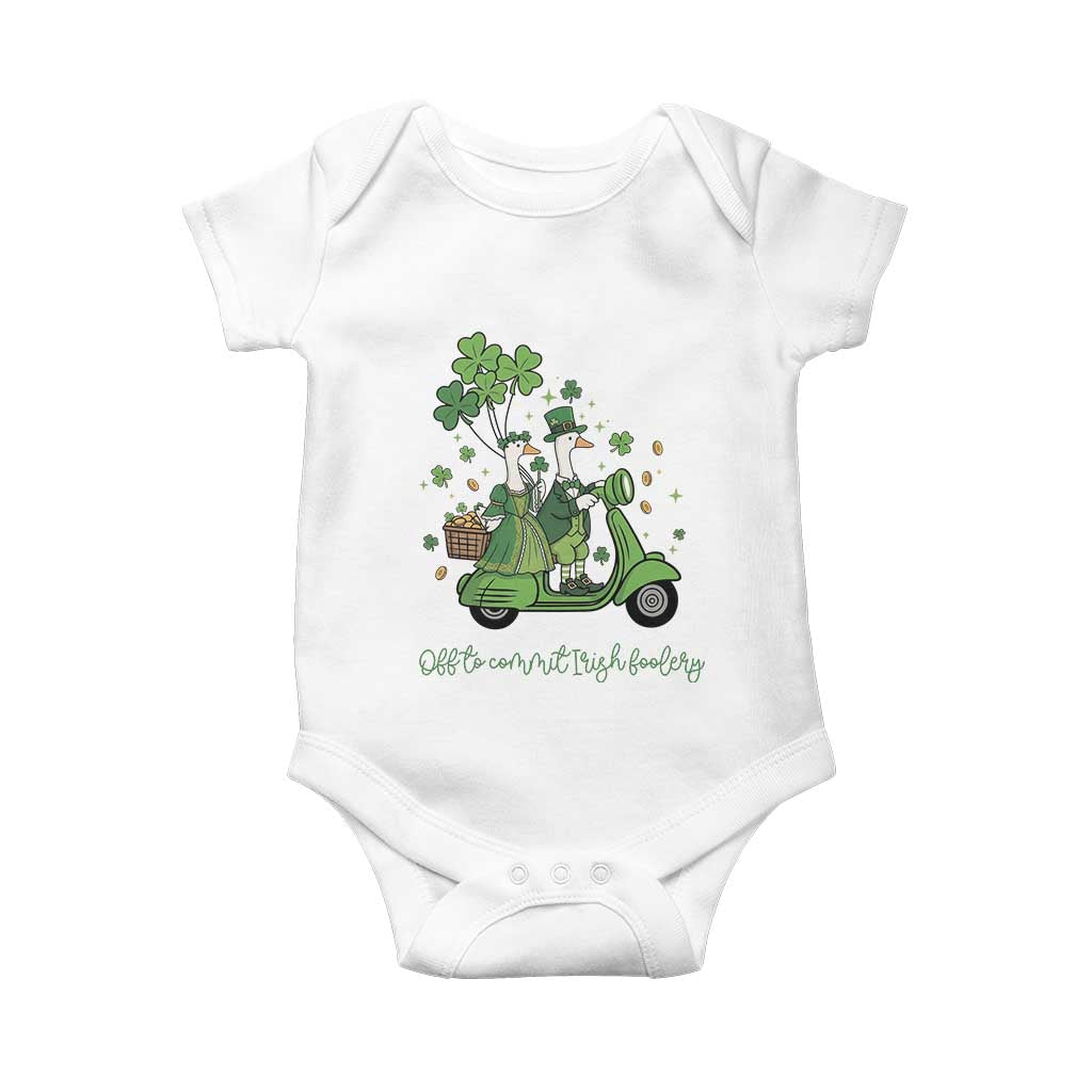 Funny Silly Irish Goose Baby Onesie Off To Commit Irish Foolery TS12 White Print Your Wear