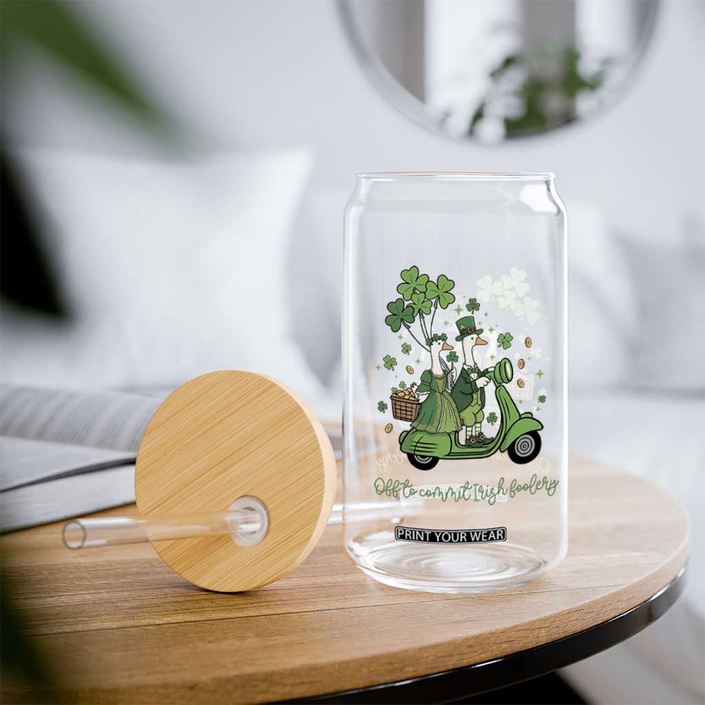 Funny Silly Irish Goose Glass Can Off To Commit Irish Foolery TS12 Print Your Wear