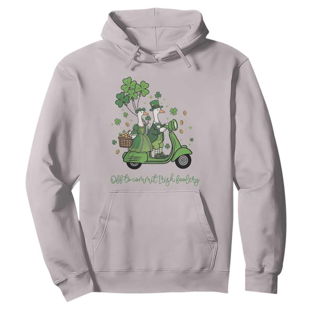 Funny Silly Irish Goose Hoodie Off To Commit Irish Foolery TS12 Ice Gray Print Your Wear