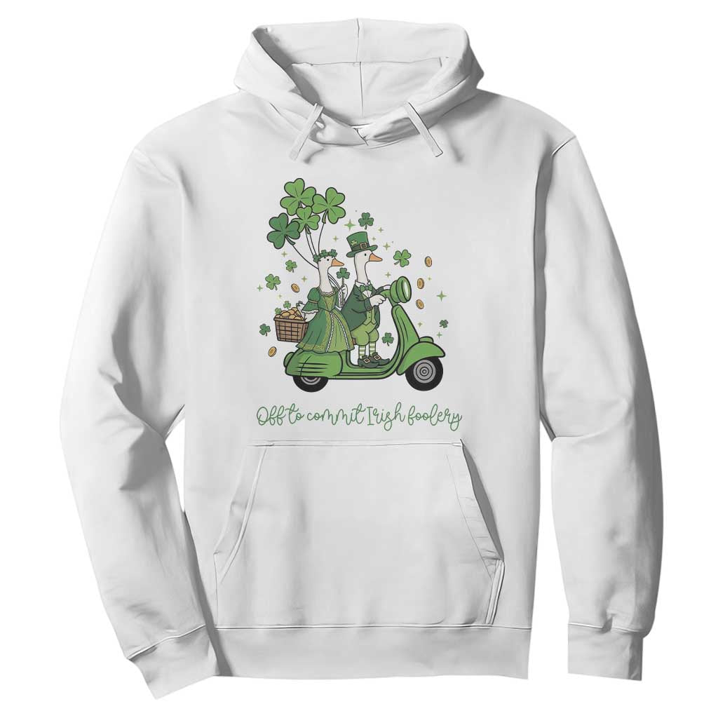 Funny Silly Irish Goose Hoodie Off To Commit Irish Foolery TS12 White Print Your Wear