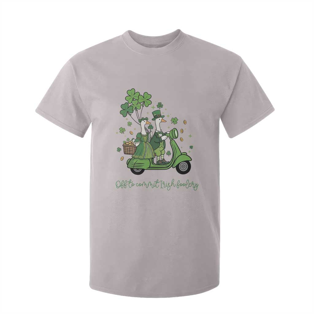Funny Silly Irish Goose T Shirt For Kid Off To Commit Irish Foolery TS12 Ice Gray Print Your Wear