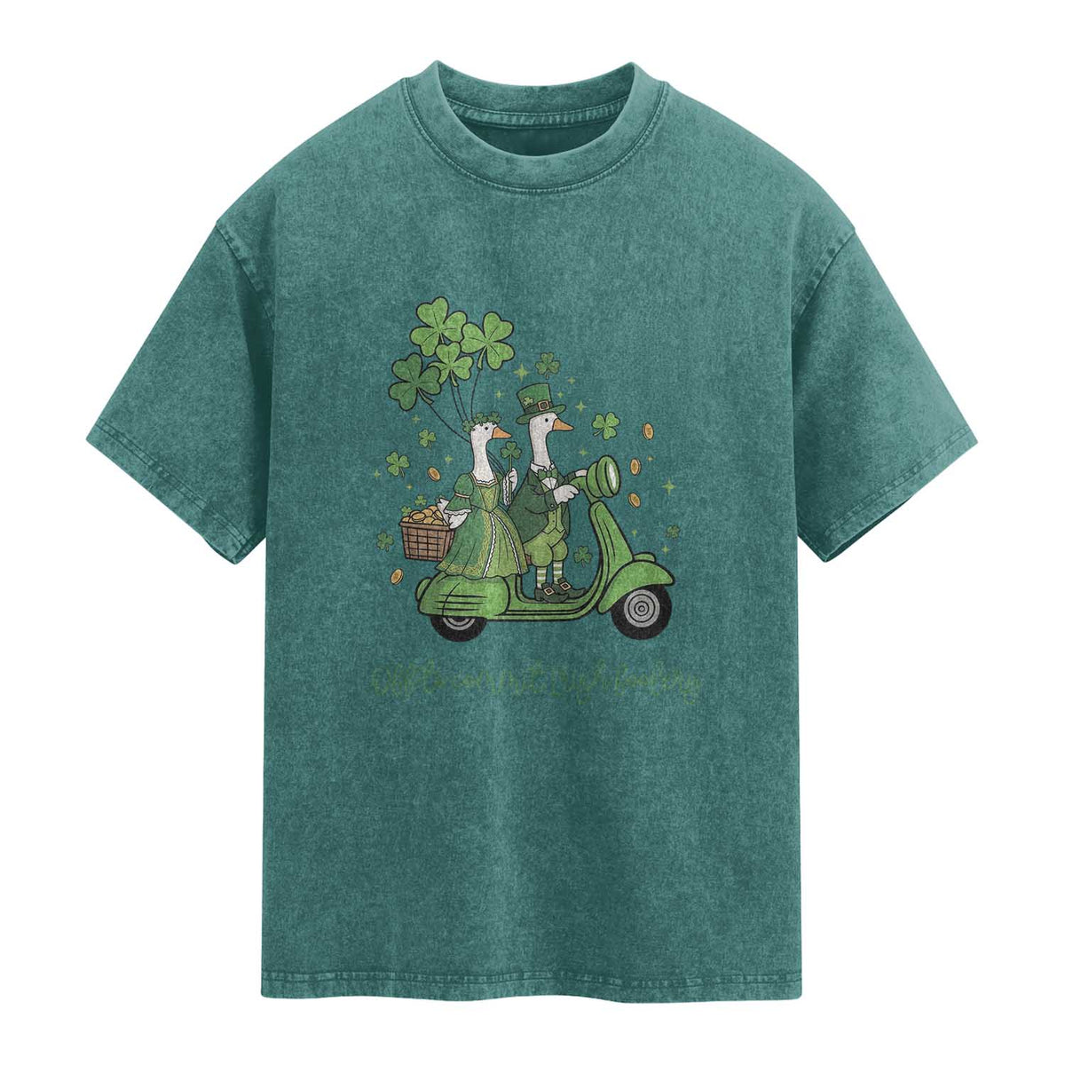 Funny Silly Irish Goose Washed Cotton T-Shirt Off To Commit Irish Foolery