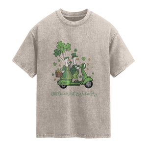 Funny Silly Irish Goose Washed Cotton T-Shirt Off To Commit Irish Foolery