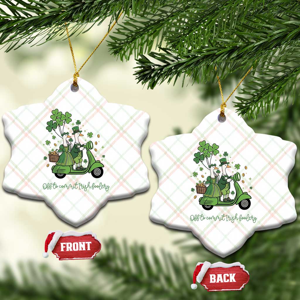 Funny Silly Irish Goose Ceramic Ornament Off To Commit Irish Foolery TS12 Print Your Wear