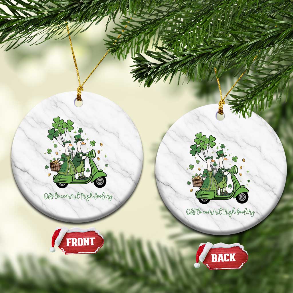 Funny Silly Irish Goose Ceramic Ornament Off To Commit Irish Foolery TS12 1pc White Marble Print Your Wear