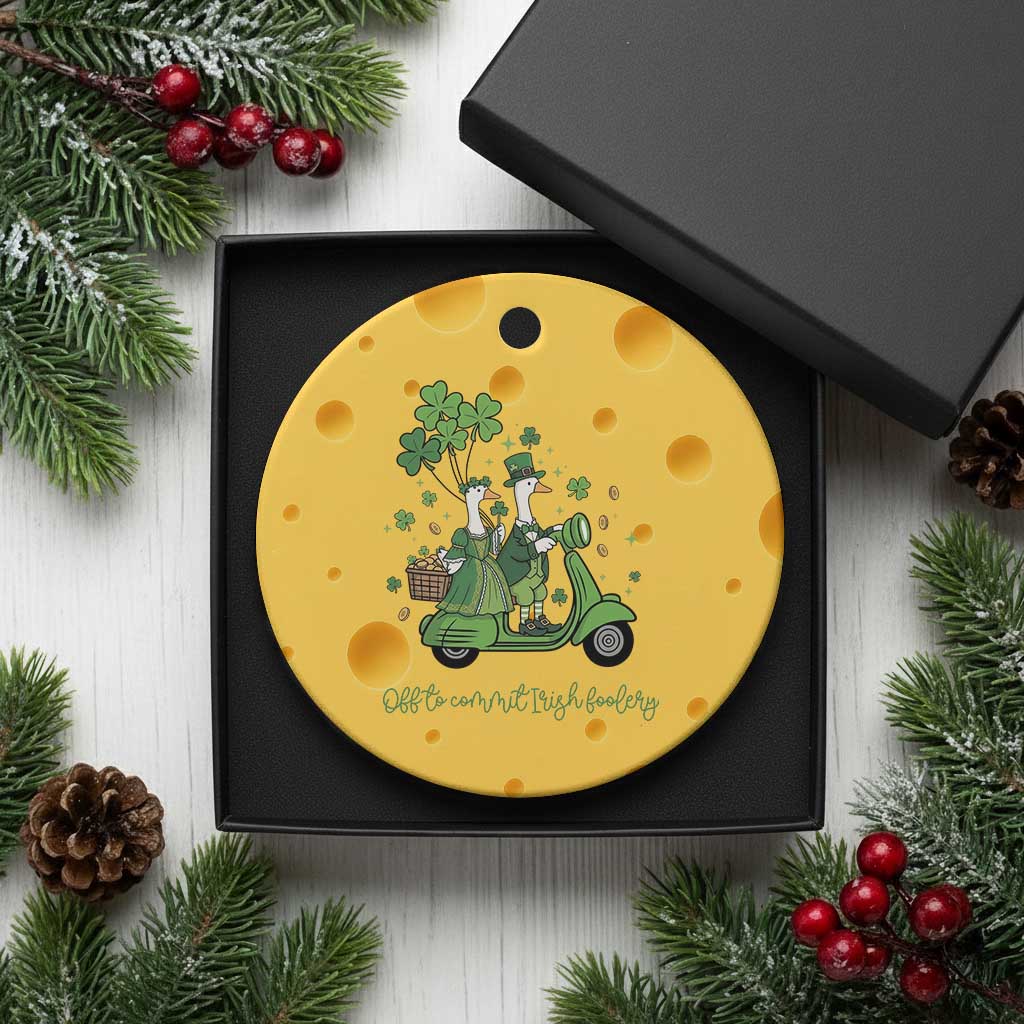 Funny Silly Irish Goose Ceramic Ornament Off To Commit Irish Foolery TS12 1pc Yellow Cheese Print Your Wear