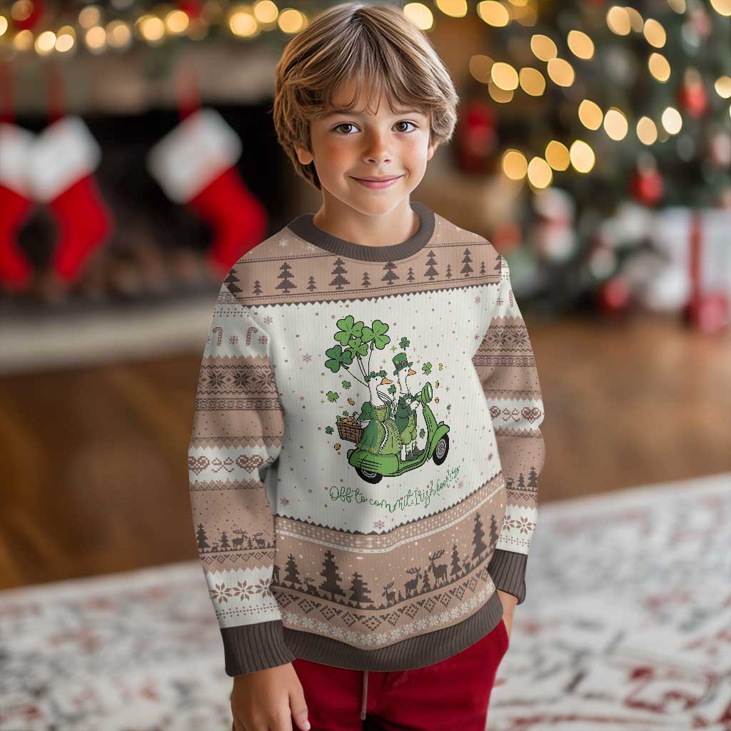 Funny Silly Irish Goose Ugly Christmas Sweater Off To Commit Irish Foolery TS12 Mocha Mousse Print Your Wear