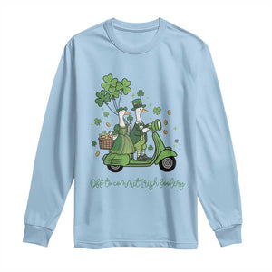 Funny Silly Irish Goose Long Sleeve Shirt Off To Commit Irish Foolery TS12 Light Blue Print Your Wear