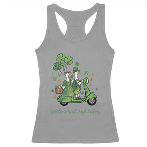 Funny Silly Irish Goose Racerback Tank Top Off To Commit Irish Foolery TS12 Sport Gray Print Your Wear