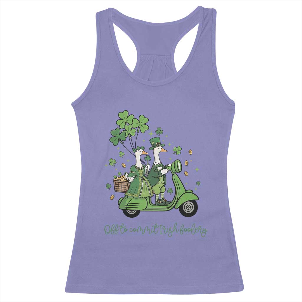 Funny Silly Irish Goose Racerback Tank Top Off To Commit Irish Foolery TS12 Violet Print Your Wear