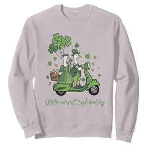 Funny Silly Irish Goose Sweatshirt Off To Commit Irish Foolery TS12 Ice Gray Print Your Wear