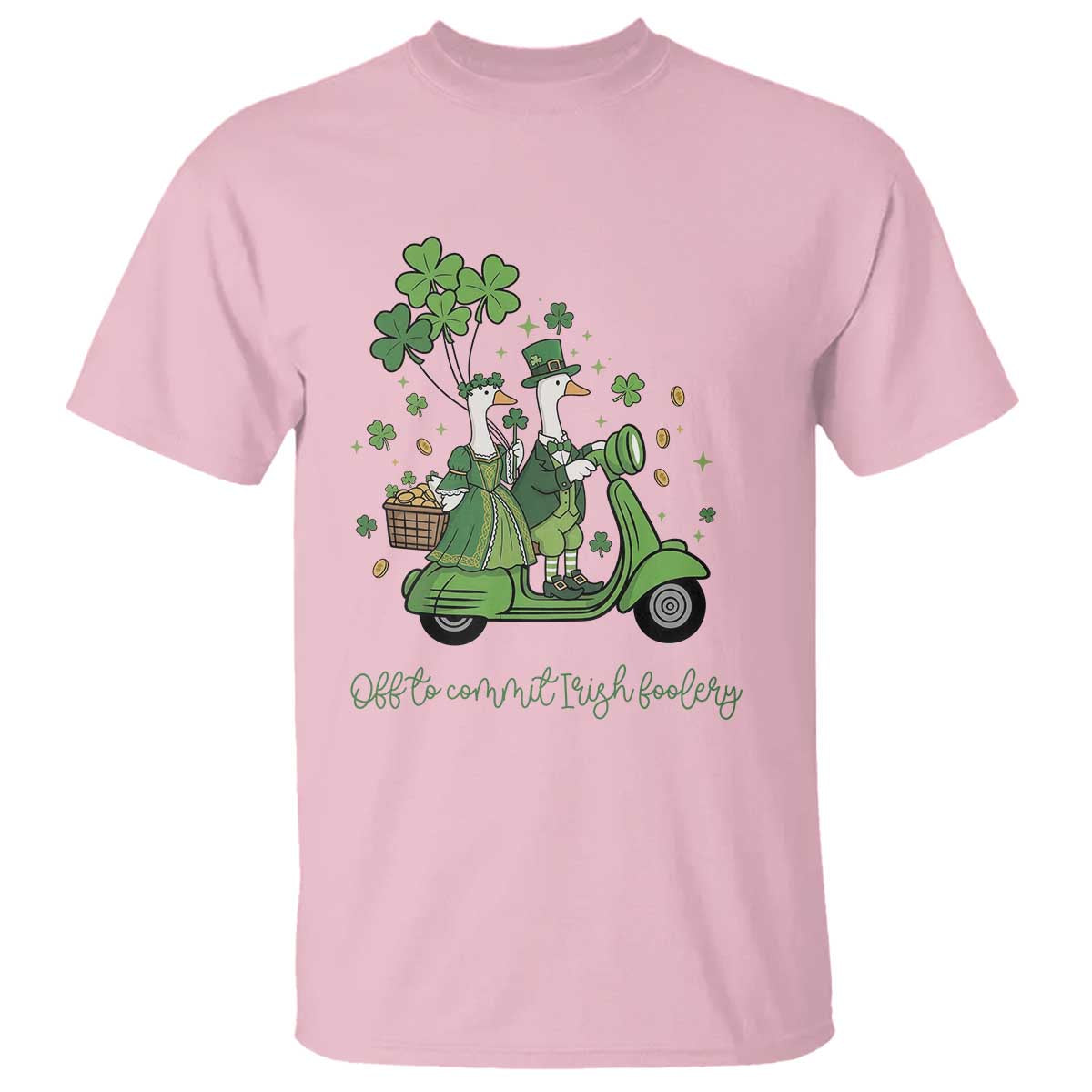 Funny Silly Irish Goose T Shirt Off To Commit Irish Foolery TS12 Light Pink Print Your Wear