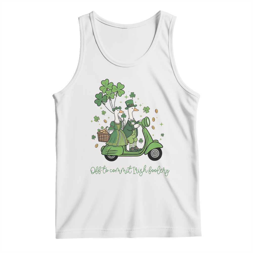Funny Silly Irish Goose Tank Top Off To Commit Irish Foolery TS12 White Print Your Wear