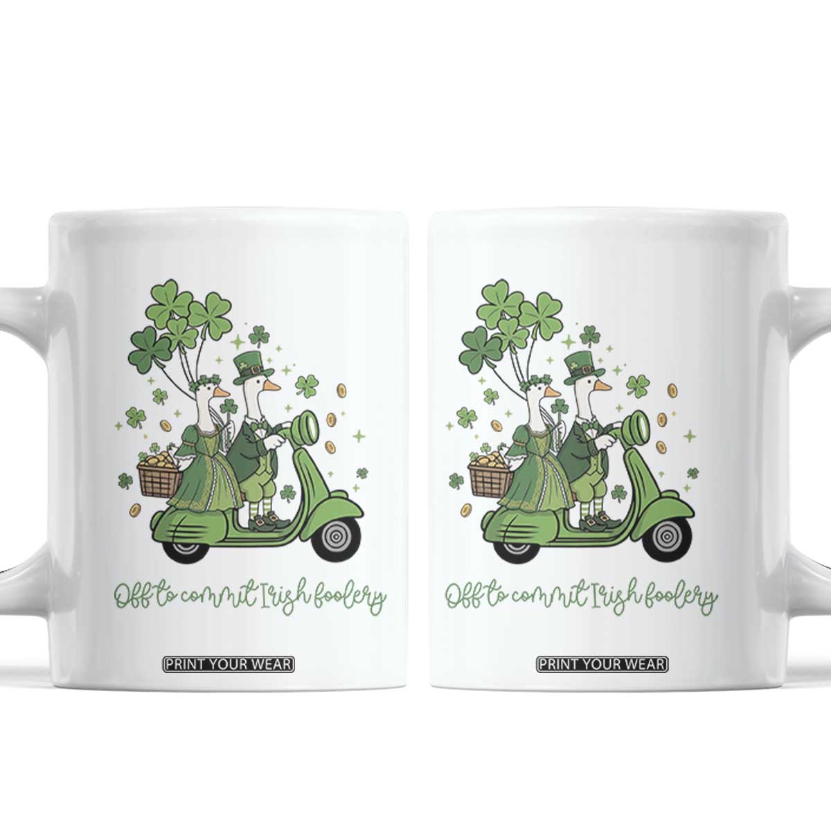 Funny Silly Irish Goose Coffee Mug Off To Commit Irish Foolery TS12 White Print Your Wear