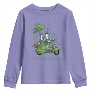 Funny Silly Irish Goose Youth Sweatshirt Off To Commit Irish Foolery TS12 Violet Print Your Wear