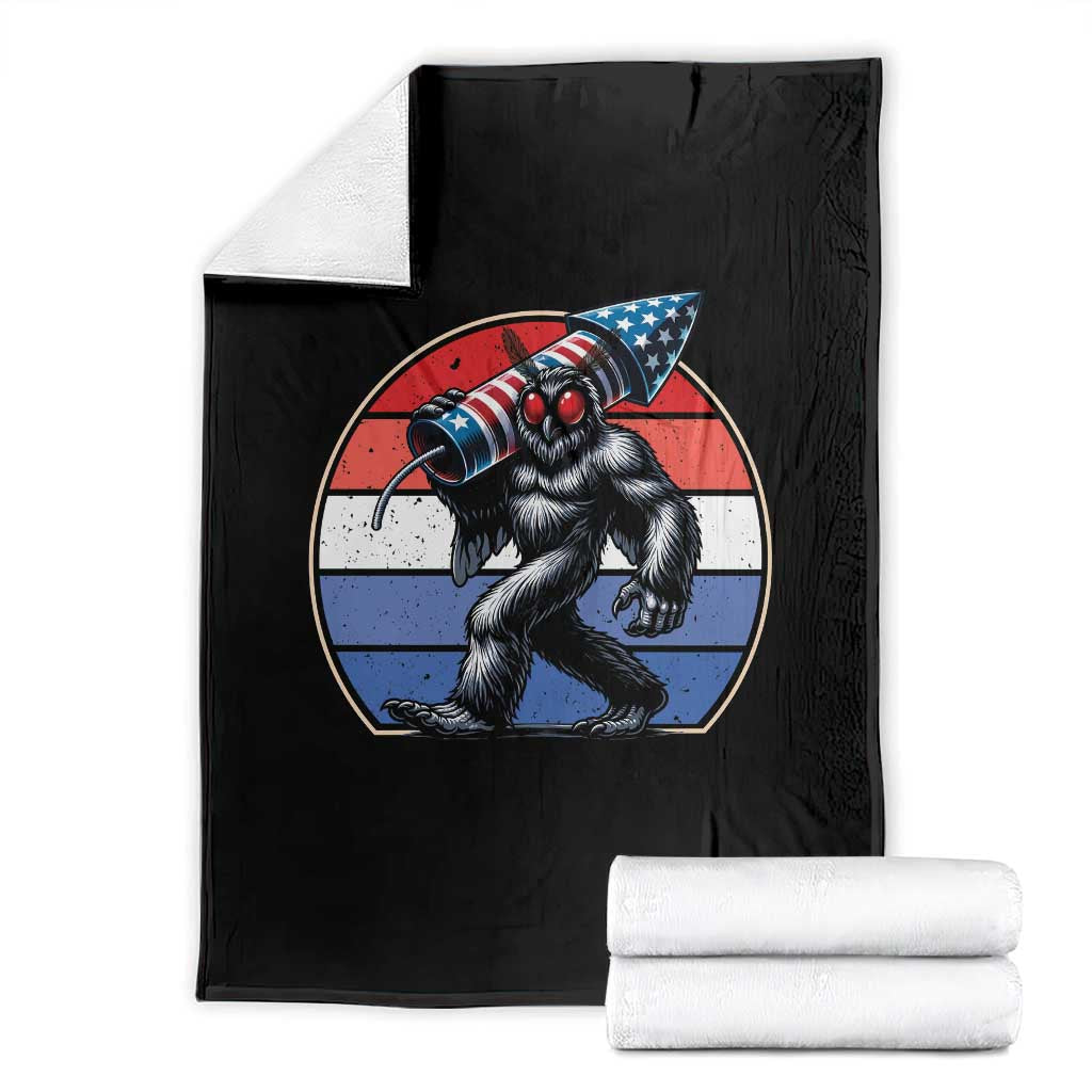 Funny Patriotic Mothman Throw Blanket West Virginia Cryptid Lover Gift TS12 Black Print Your Wear