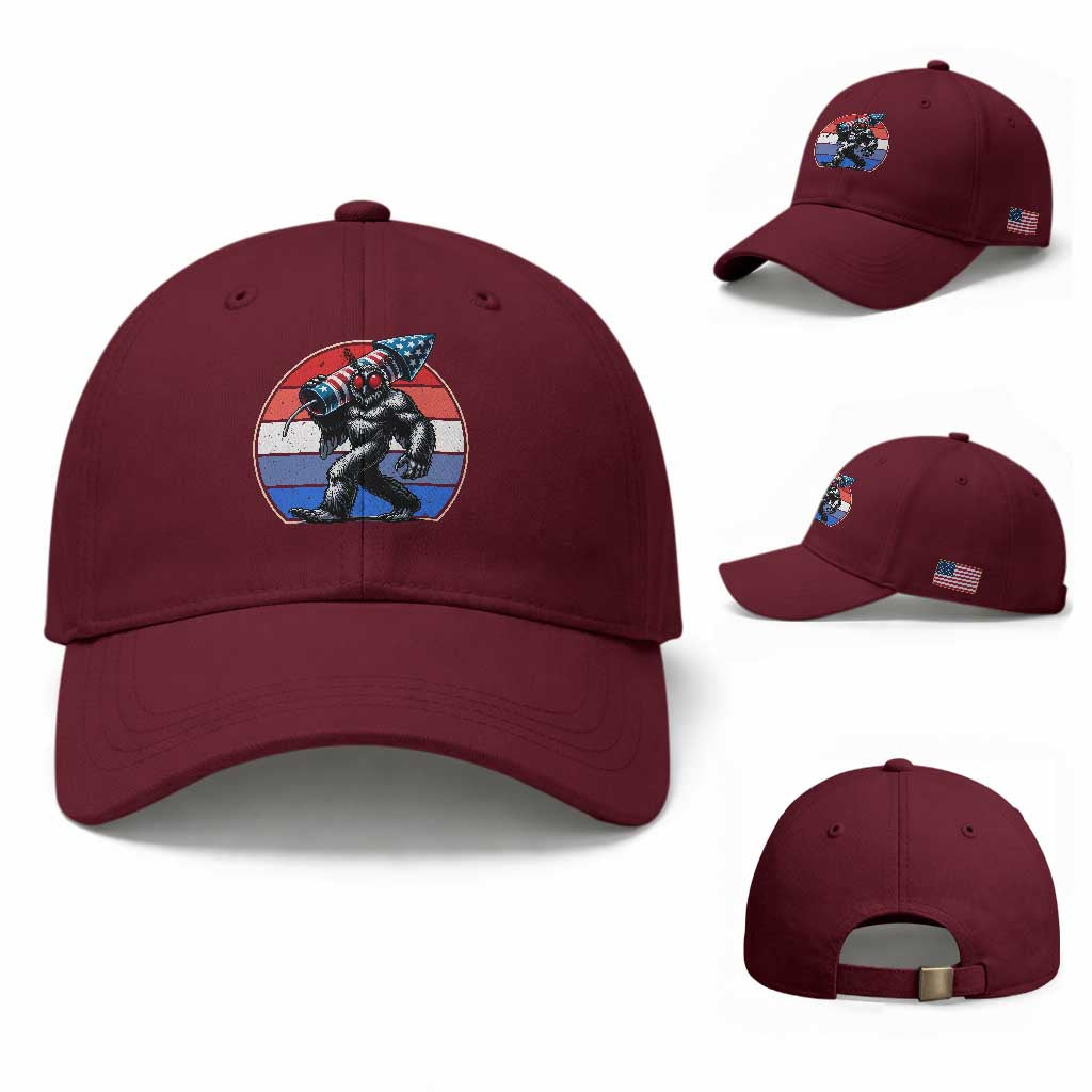 Funny Patriotic Mothman Baseball Cap West Virginia Cryptid Lover Gift TS12 Baseball Cap Universal Fit Maroon Print Your Wear