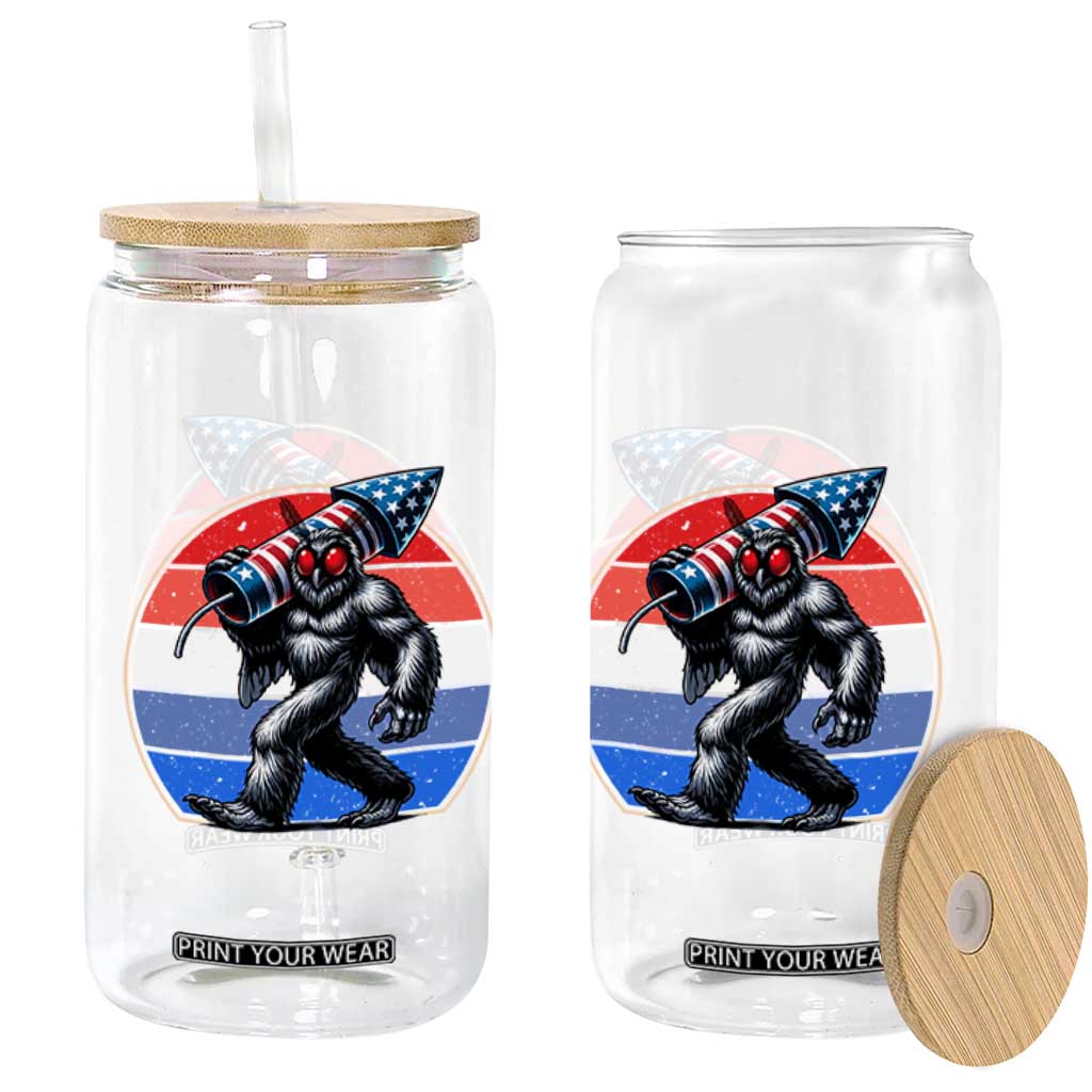 Funny Patriotic Mothman Glass Can West Virginia Cryptid Lover Gift TS12 Print Your Wear