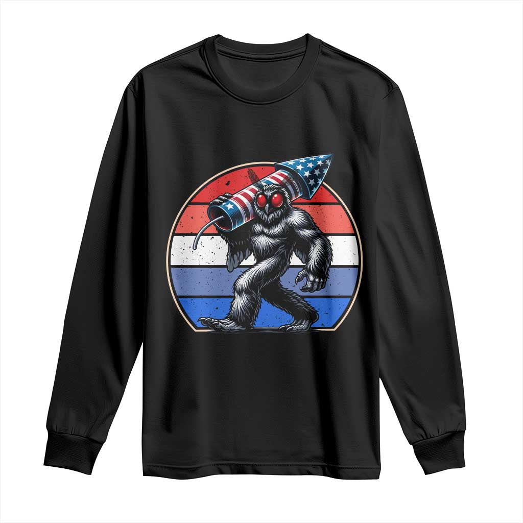 Funny Patriotic Mothman Long Sleeve Shirt West Virginia Cryptid Lover Gift TS12 Black Print Your Wear