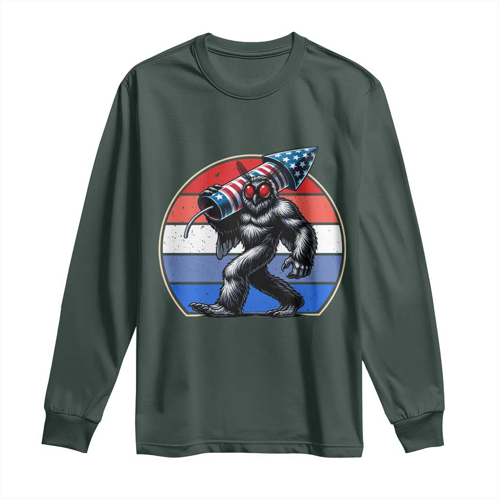 Funny Patriotic Mothman Long Sleeve Shirt West Virginia Cryptid Lover Gift TS12 Dark Forest Green Print Your Wear