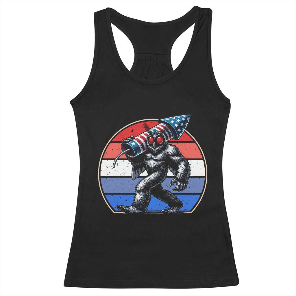 Funny Patriotic Mothman Racerback Tank Top West Virginia Cryptid Lover Gift TS12 Black Print Your Wear