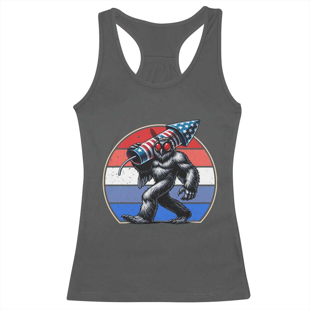Funny Patriotic Mothman Racerback Tank Top West Virginia Cryptid Lover Gift TS12 Dark Heather Print Your Wear