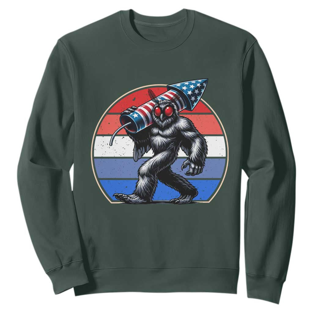 Funny Patriotic Mothman Sweatshirt West Virginia Cryptid Lover Gift TS12 Dark Forest Green Print Your Wear