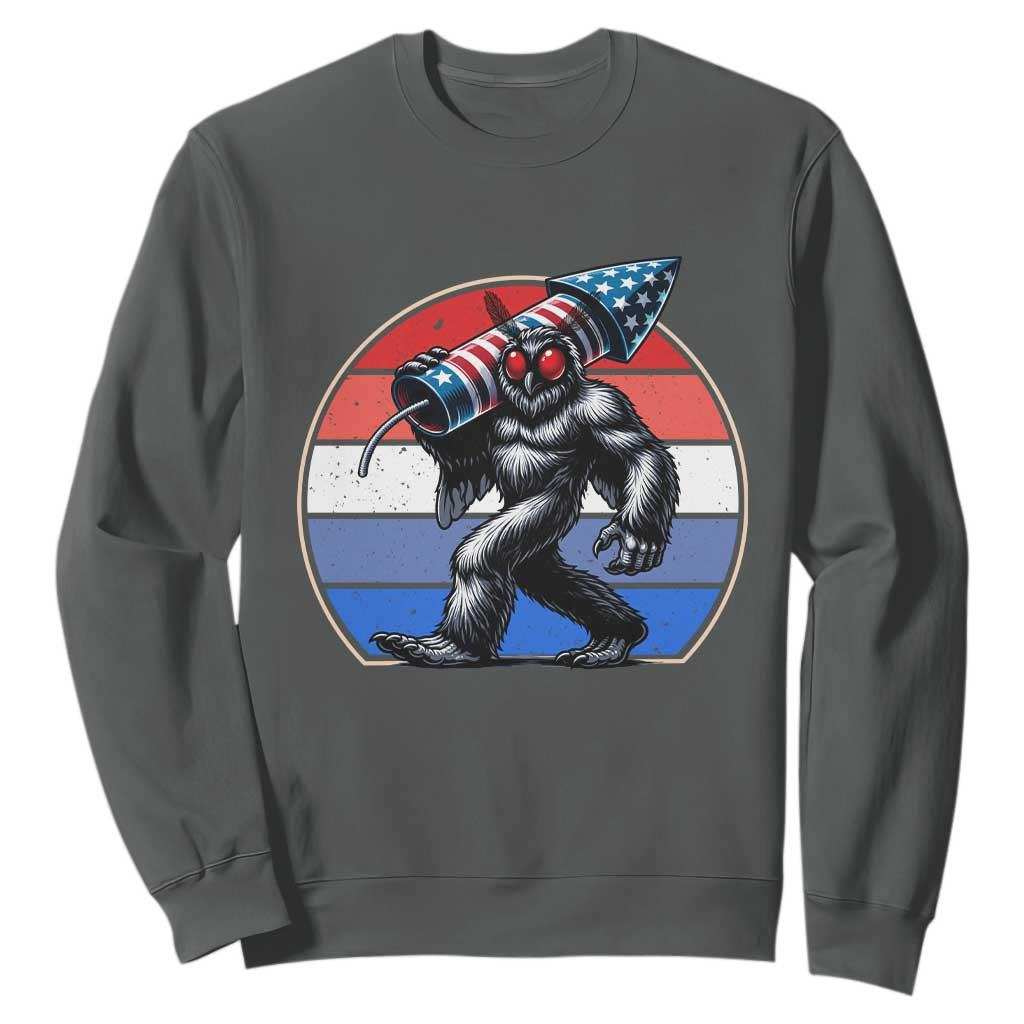 Funny Patriotic Mothman Sweatshirt West Virginia Cryptid Lover Gift TS12 Dark Heather Print Your Wear